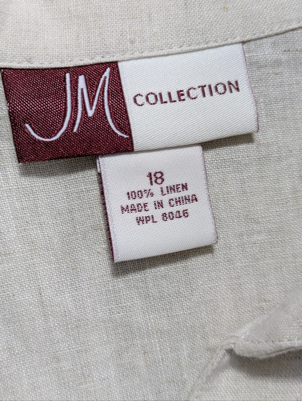 JM Collection Women's Linen Button Down Tan Shirt Capsule Coastal Summer Sz 18 - Picture 9 of 9